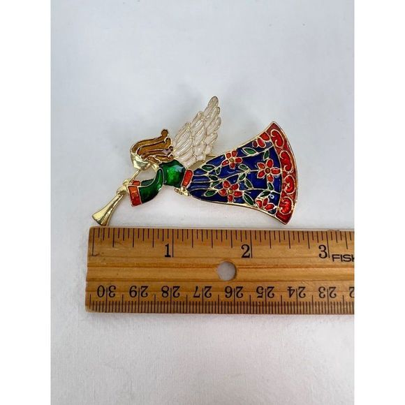 Angel Cloisonne Brooch Alloy Enamel Colorful Pin Christmas - Picture 2 of 4